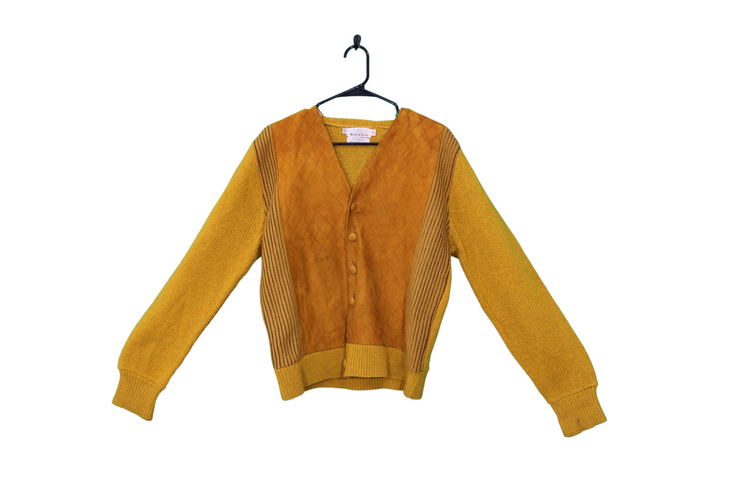 Gold circle leather sweater