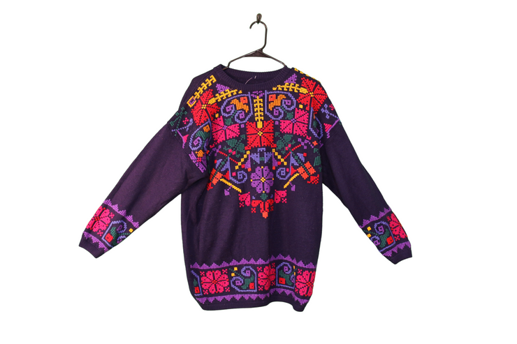 Embroidered Aztec pattern sweater